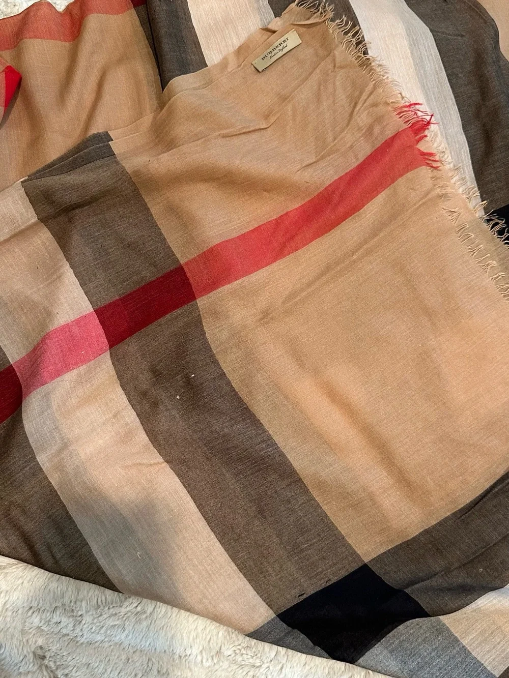 Authentic Burberry check silk scarf